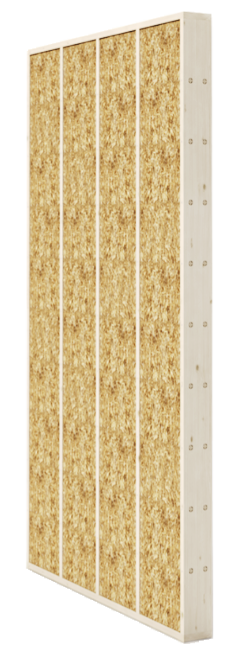 3D rendering of the DD18 wooden straw mounting system from LORENZ, which is characterized by a shallow installation depth that is primarily used indoors