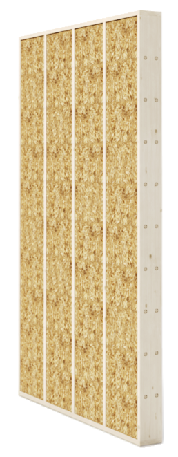 3D rendering of the DD24 timber straw mounting system for all applications from exterior walls to interior surfaces