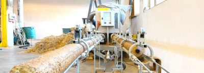 View of the briquetting machine from LORENZ production: straw residues are pressed into pellets